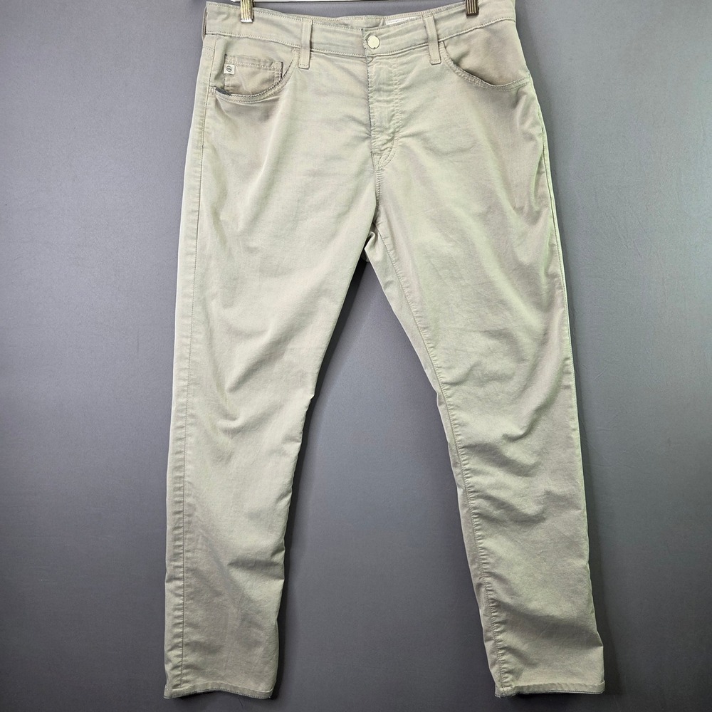 AG Adriano Goldschmied Pants Mens 33x32 Beige Stretch 5-Pocket Chino Casual